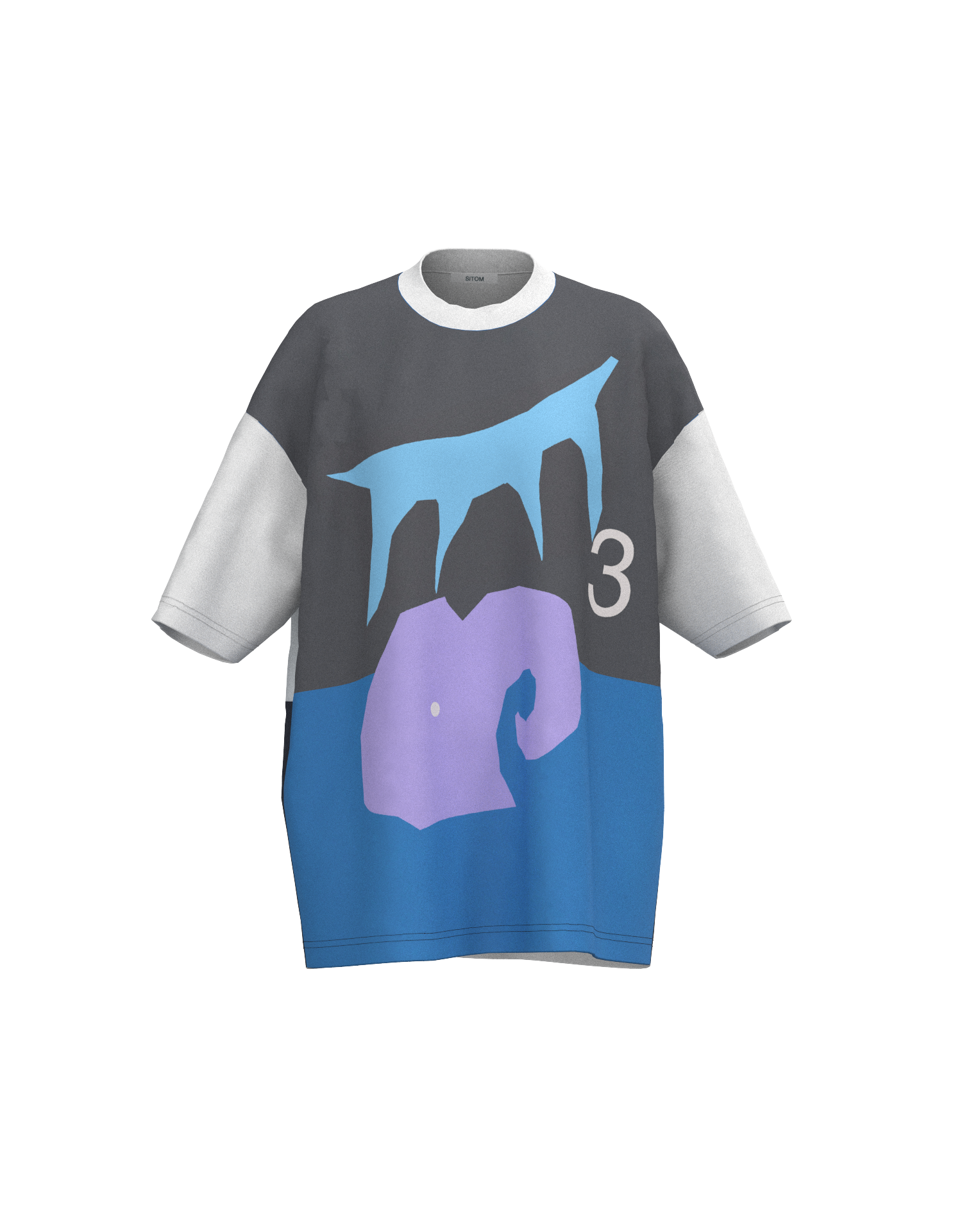 オーバーサイズのグラフィックTシャツ、抽象的デザイン、吸水速乾・UVカット機能付き、日本製