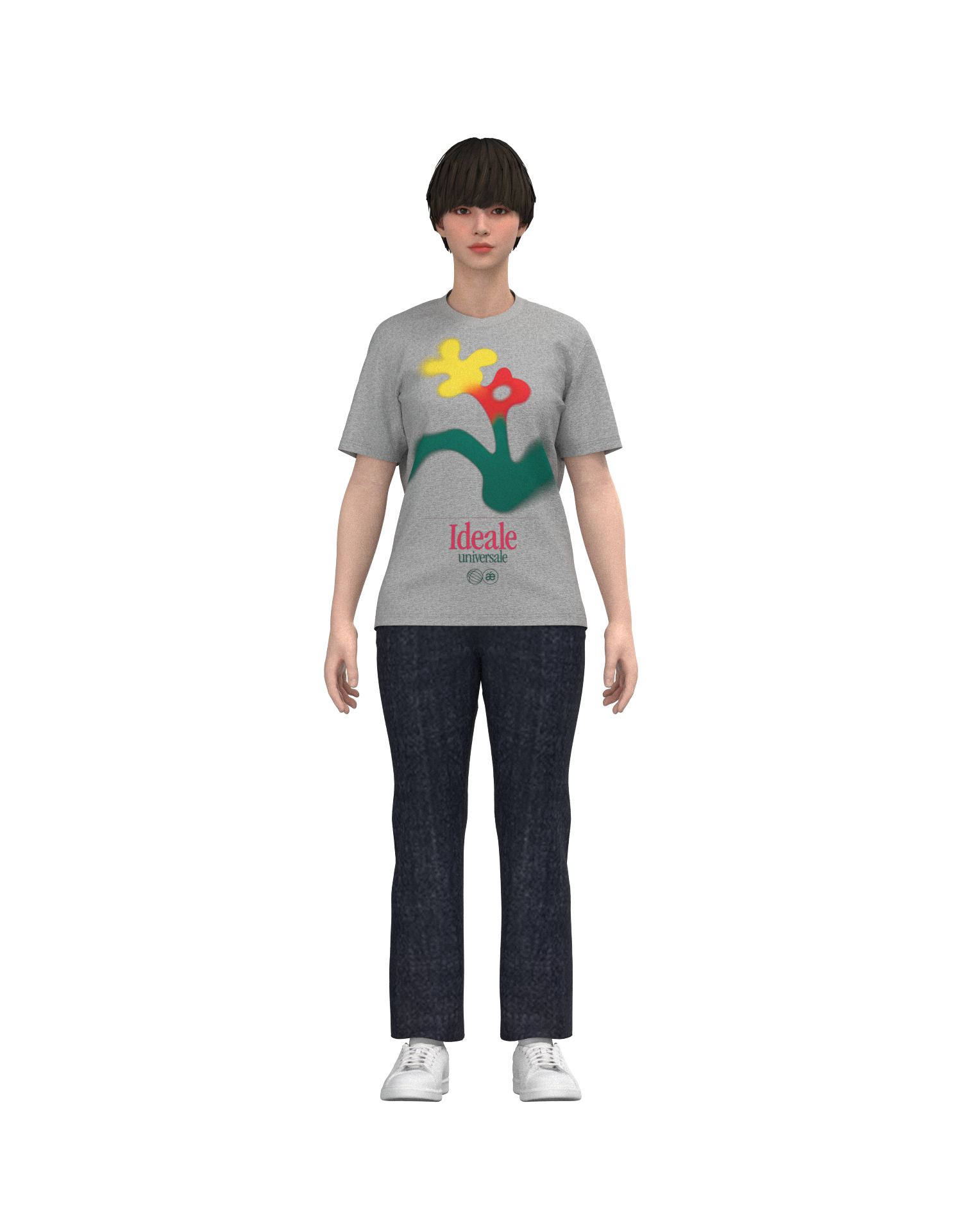 Flower Graphic T-shirt Gray - SITOM