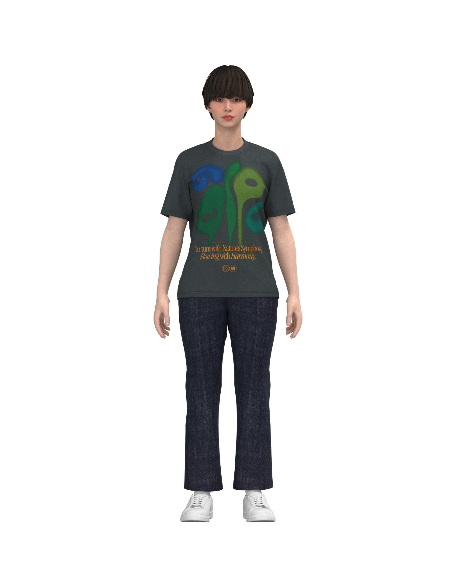 Coming soon【3Dボディスキャンオーダー商品】Flower Graphic T-shirt Charcoal - SITOM