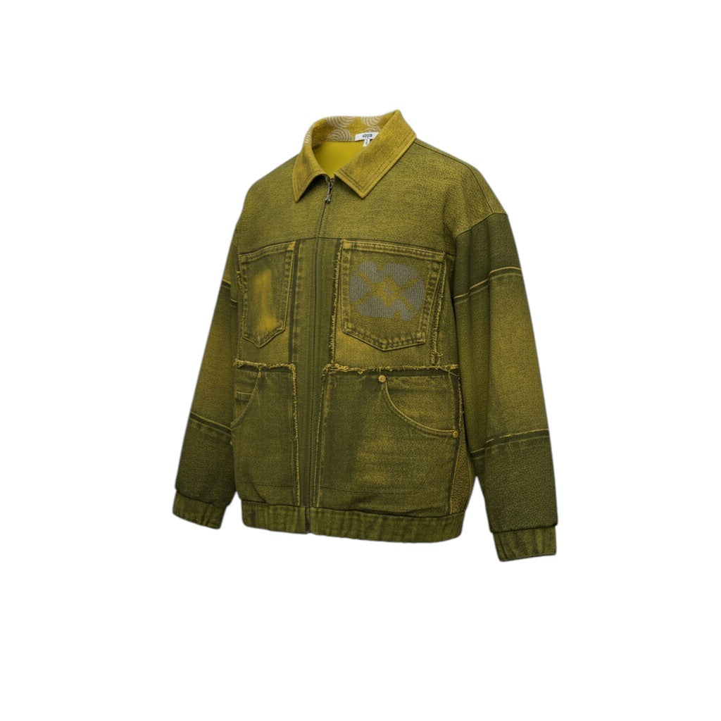 Denim Print Oversized Track Jacket sitom-official