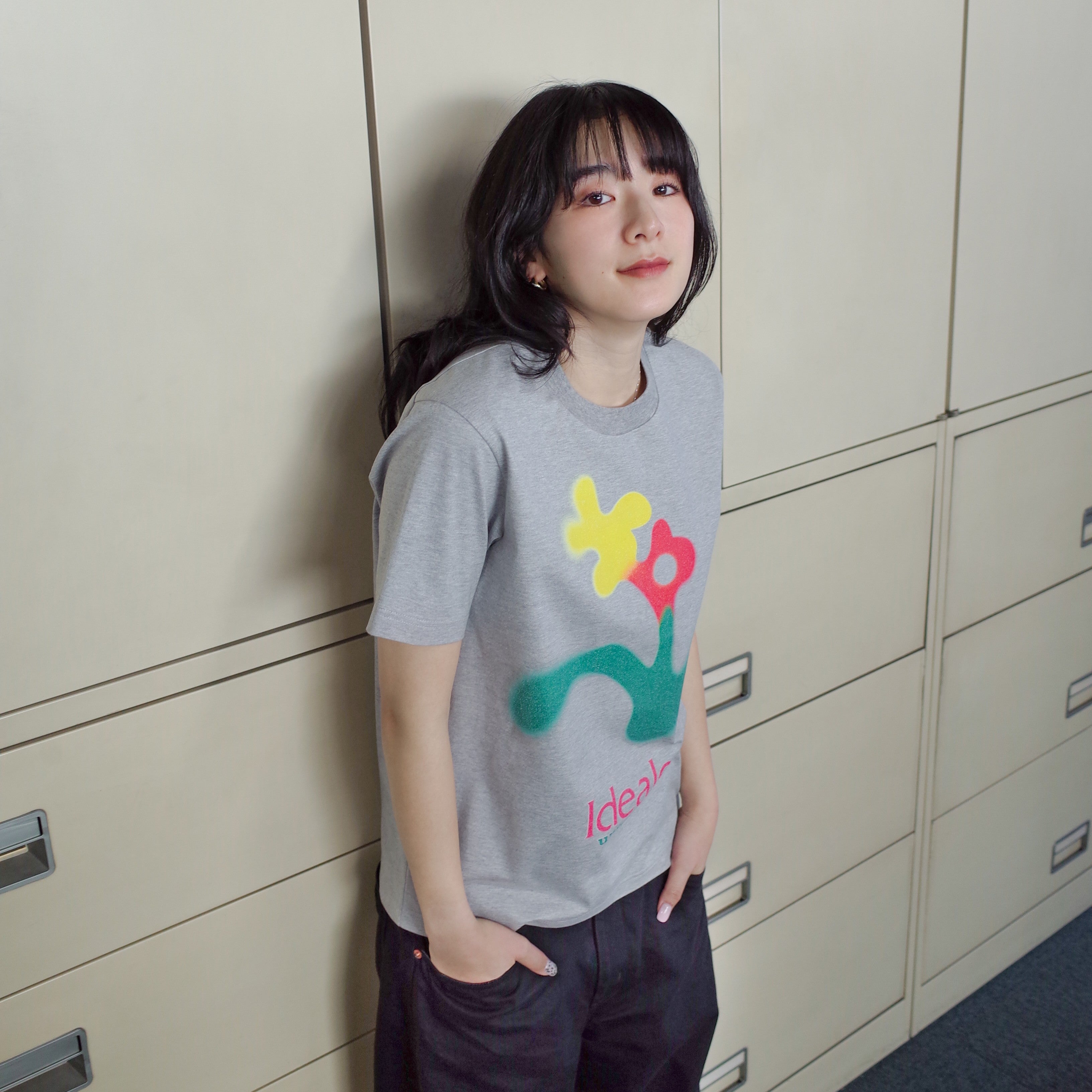 Flower Graphic T-shirt Gray - SITOM