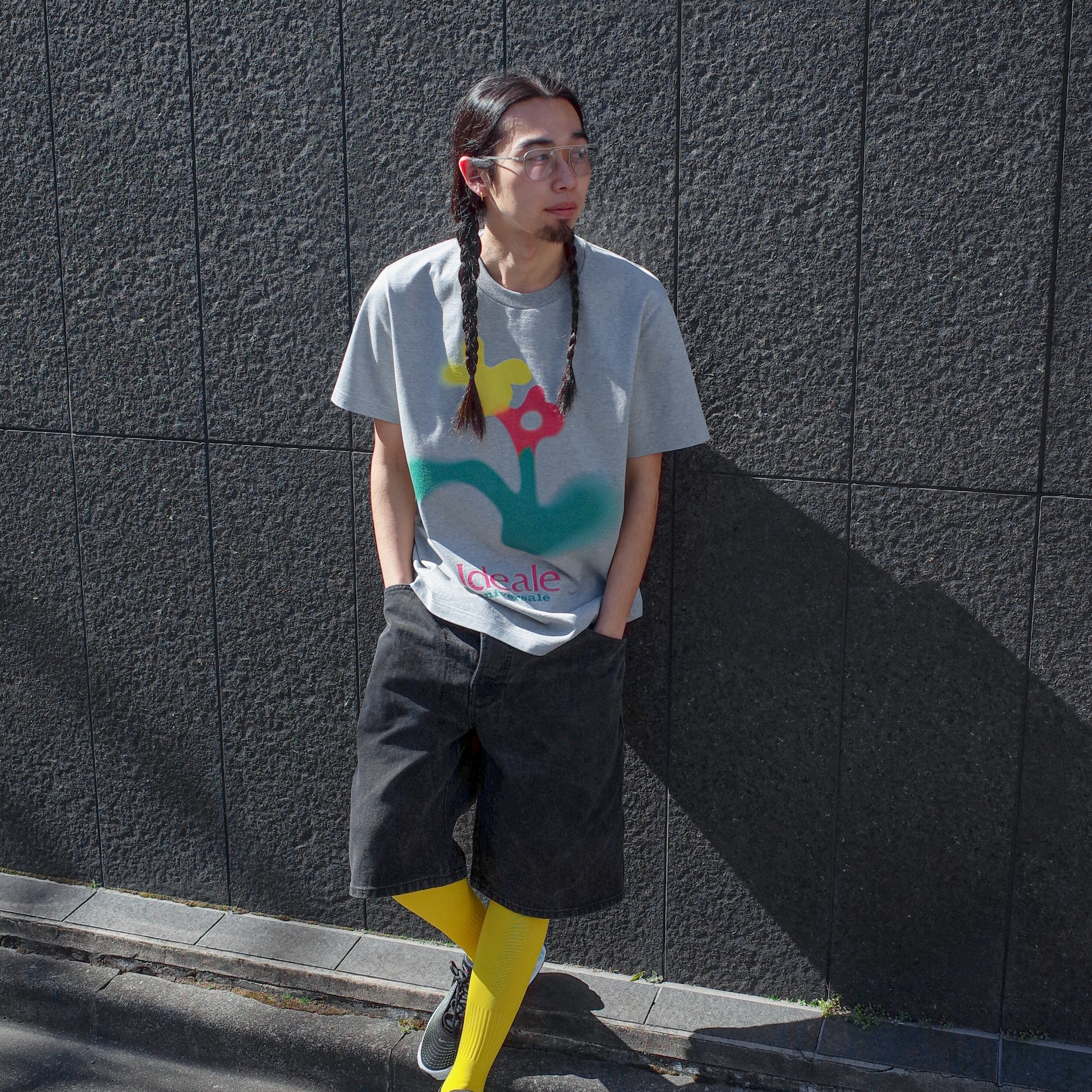 Flower Graphic T-shirt Gray - SITOM