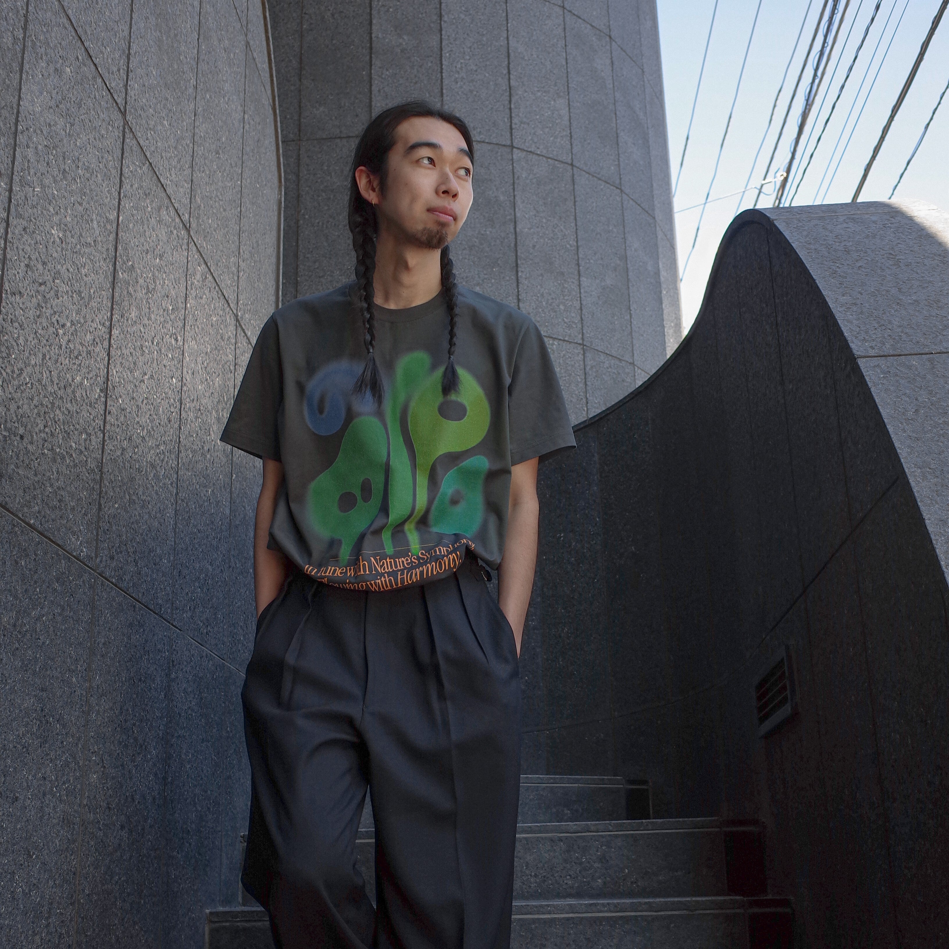 Coming soon【3Dボディスキャンオーダー商品】Flower Graphic T-shirt Charcoal - SITOM