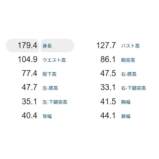 3Dボディスキャナー計測結果