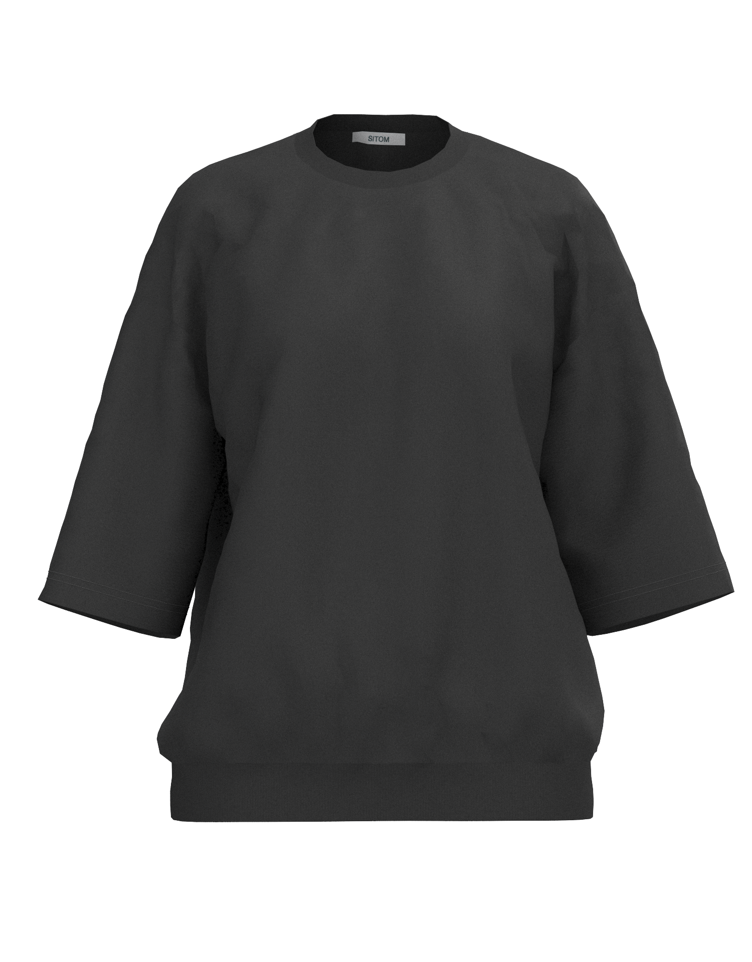 Ribbed hem 3/4 sleeve T-shirt