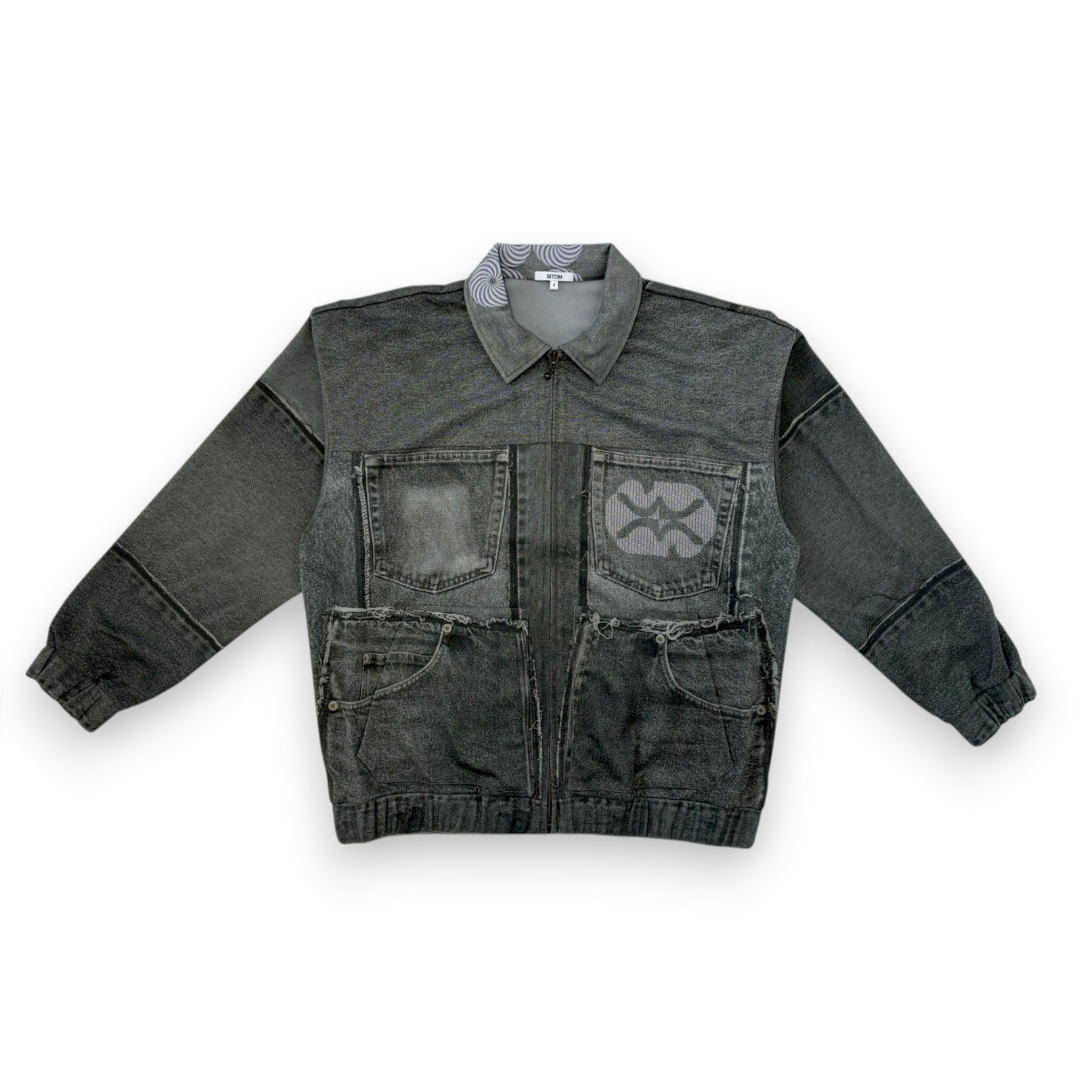 Denim Print Oversized Track Jacket sitom-official